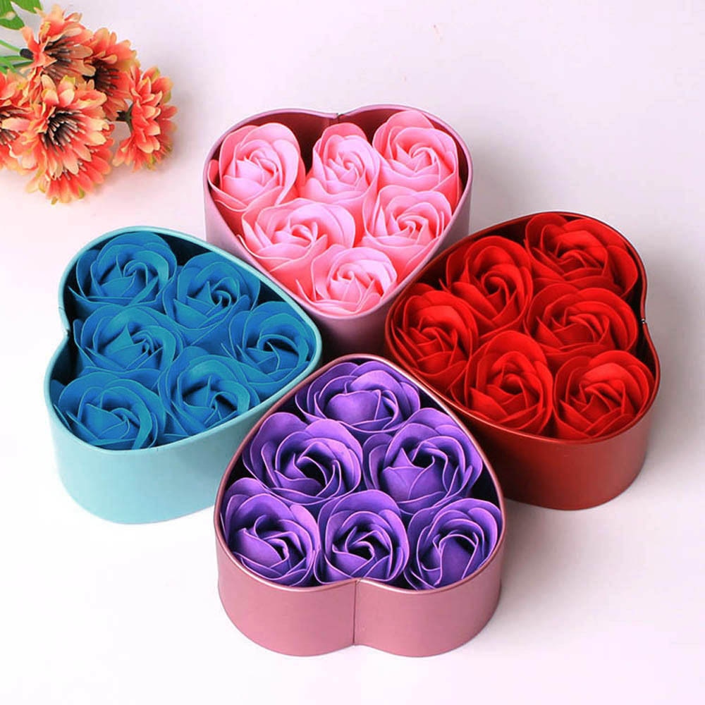 Flower Soap Rose Soap 6Pcs Heart Scented Bath Body Petal Rose Flower Soap Case Wedding Decoration Gift Festival Box #40